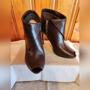Michael Kors Leather Peep Toe Boots